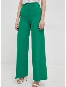 Nohavice Liu Jo dámske, zelená farba, široké, vysoký pás