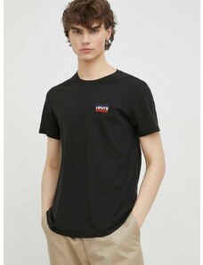 Bavlnené tričko Levi's 2-pak čierna farba, s potlačou