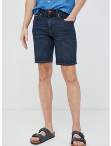 Rifľové krátke nohavice Tommy Hilfiger pánske, tmavomodrá farba