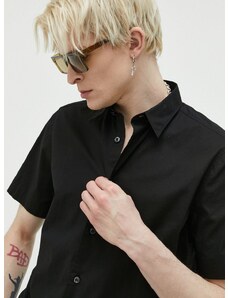 Košeľa HUGO pánska,čierna farba,regular,s klasickým golierom,50475668