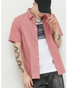 Košeľa HUGO pánska,ružová farba,regular,s klasickým golierom,50475668