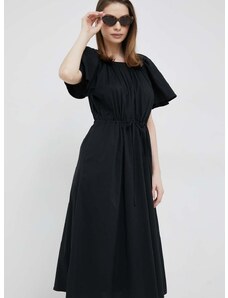 Šaty Dkny čierna farba, midi, áčkový strih