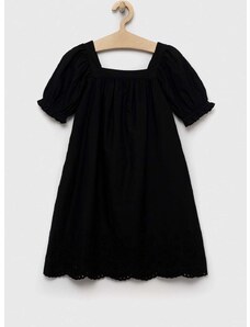 Dievčenské bavlnené šaty GAP čierna farba, mini, rovný strih
