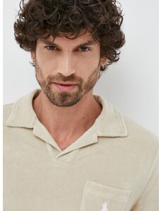 Polo tričko Polo Ralph Lauren pánske,béžová farba,jednofarebné,710901044