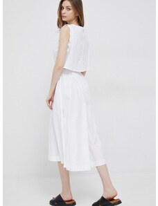 Šaty Deha biela farba, midi, áčkový strih