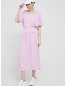 Bavlnené šaty Deha ružová farba, maxi, áčkový strih
