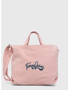 Bavlnená taška Tommy Jeans ružová farba