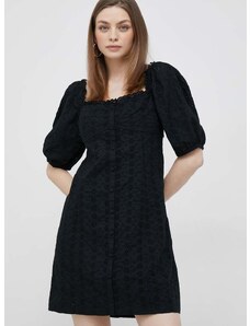 Bavlnené šaty GAP čierna farba, mini, rovný strih