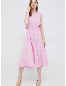 Šaty Deha ružová farba, midi, áčkový strih