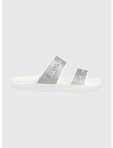 Šľapky Crocs Classic Glitter II Sandal dámske, strieborná farba, 207769