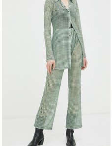 Nohavice Résumé dámske, zelená farba, široké, vysoký pás