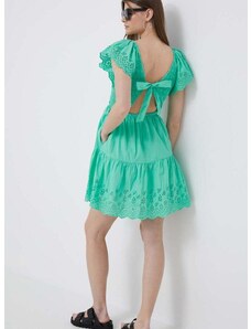 Bavlnené šaty GAP zelená farba, mini, áčkový strih