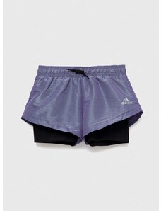 Detské krátke nohavice adidas G D WV SHO 2IN fialová farba, jednofarebné, nastaviteľný pás
