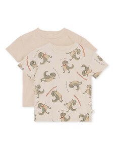 Detské bavlnené tričko Konges Sløjd 2-pak béžová farba, s potlačou