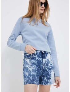 Rifľové krátke nohavice Calvin Klein Jeans dámske, vzorované, vysoký pás