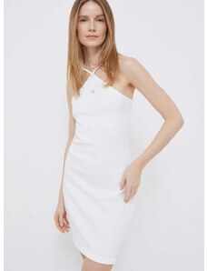 Bavlnené šaty Calvin Klein Jeans biela farba, mini, rovný strih
