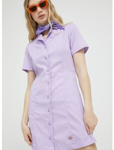 Šaty Dickies fialová farba, mini, áčkový strih