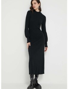 Šaty HUGO čierna farba, midi, rovný strih