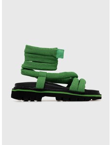 Sandále Tommy Jeans CHUNKY SANDAL dámske, zelená farba, na platforme, EN0EN02073