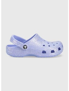 Detské šľapky Crocs CLASSIC GLITTER CLOG fialová farba