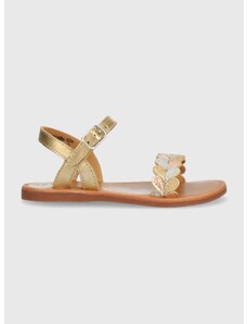 Detské kožené sandále Pom D'api zlatá farba