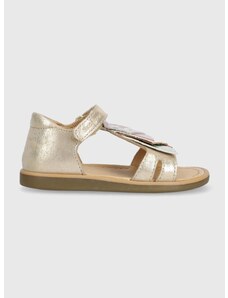 Detské kožené sandále Shoo Pom zlatá farba