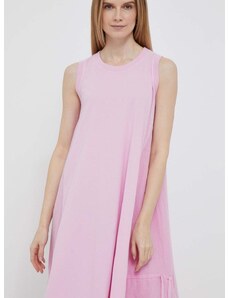 Šaty s prímesou ľanu Deha ružová farba, midi, oversize