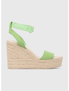 Semišové sandále Calvin Klein Jeans WEDGE SANDAL SU CON dámske, zelená farba, na platforme, YW0YW01026,