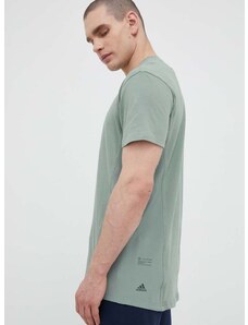 Bavlnené tričko adidas zelená farba, jednofarebné