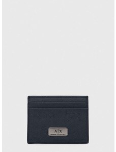 Kožené puzdro na karty Armani Exchange šedá farba