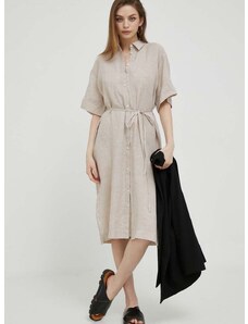 Ľanové šaty Gant béžová farba, mini, oversize