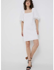 Bavlnené šaty Tommy Hilfiger biela farba, mini, rovný strih