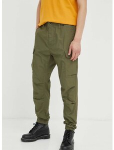 Bavlnené nohavice G-Star Raw zelená farba, rovné