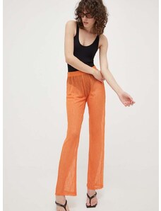Nohavice Résumé Rayanna dámske, oranžová farba, rovné, vysoký pás