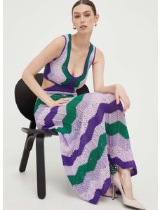 Šaty Pinko fialová farba, maxi, rovný strih