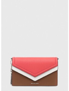 Kožená kabelka MICHAEL Michael Kors Jet Set ružová farba