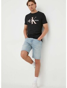 Bavlnené tričko Calvin Klein Jeans pánsky, čierna farba, s potlačou, J30J320806