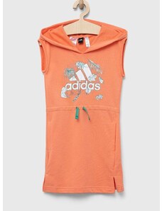 Dievčenské šaty adidas G SUM oranžová farba, mini, rovný strih