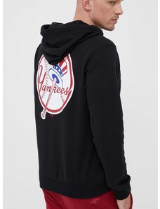 Mikina 47brand MLB New York Yankees pánska, čierna farba, s kapucňou, s potlačou
