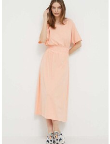 Bavlnené šaty Deha oranžová farba, maxi, áčkový strih