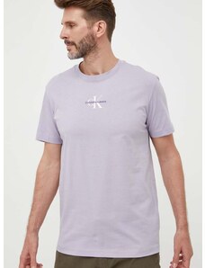 Bavlnené tričko Calvin Klein Jeans fialová farba,s potlačou,J30J323483
