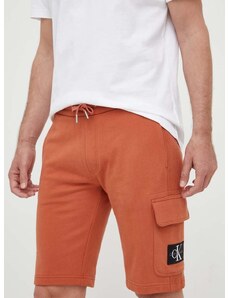 Bavlnené šortky Calvin Klein Jeans oranžová farba