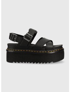 Kožené sandále Dr. Martens Voss II Quad dámske, čierna farba, na platforme, DM30717001