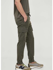 Bavlnené nohavice Alpha Industries 116201.136-GreyBlack, zelená farba