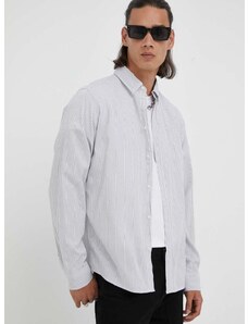 Bavlnená košeľa Les Deux Kristian Stripe pánska, šedá farba, regular, s golierom button-down