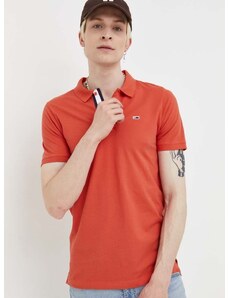 Bavlnené polo tričko Tommy Jeans oranžová farba, jednofarebné