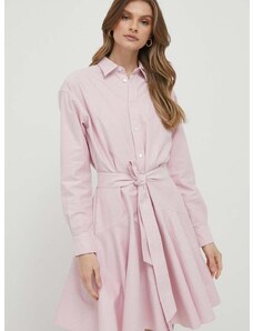 Bavlnené šaty Polo Ralph Lauren ružová farba, mini, áčkový strih