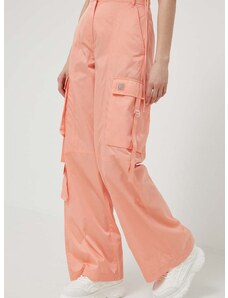 Nohavice HUGO dámske, oranžová farba, rovné, vysoký pás