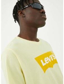 Bavlnené tričko Levi's žltá farba, s potlačou