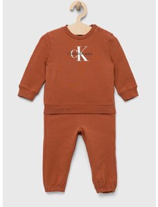 Detská tepláková súprava Calvin Klein Jeans oranžová farba